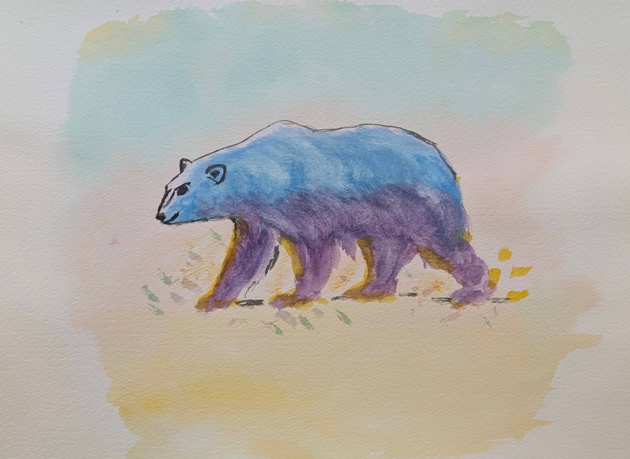 the blue king -蒼き王- / 2026 / watercolor on paper / F6